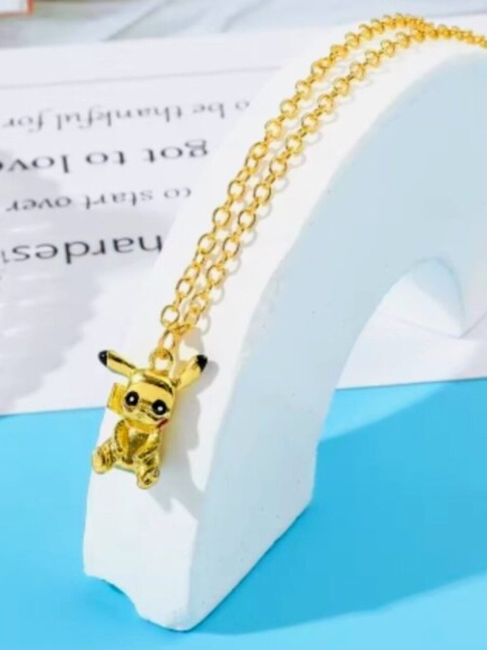Gold Plated Pikachu Pedant Necklace